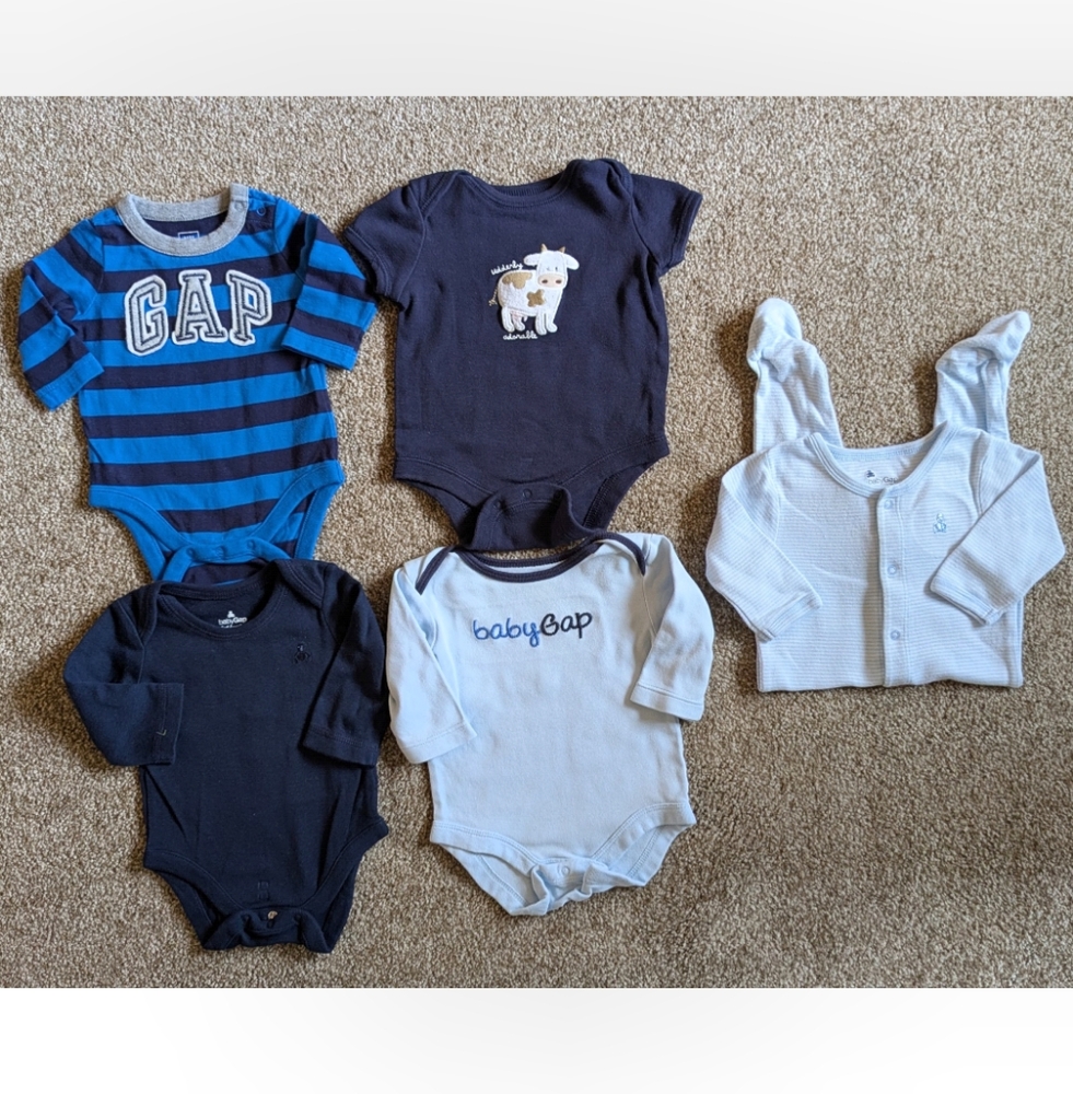 GAP Kids Bundle - Striped Blue, Navy, and White ~ 0-3 mo